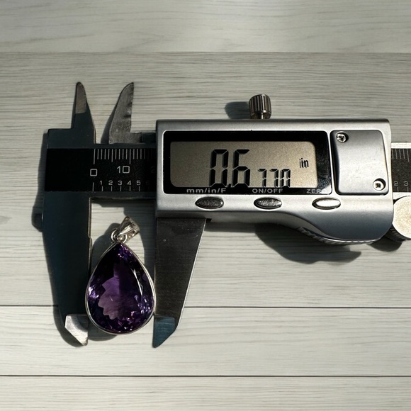 Large Tear Drop Amethyst Sterling Silver Necklace - Picture 8 of 11